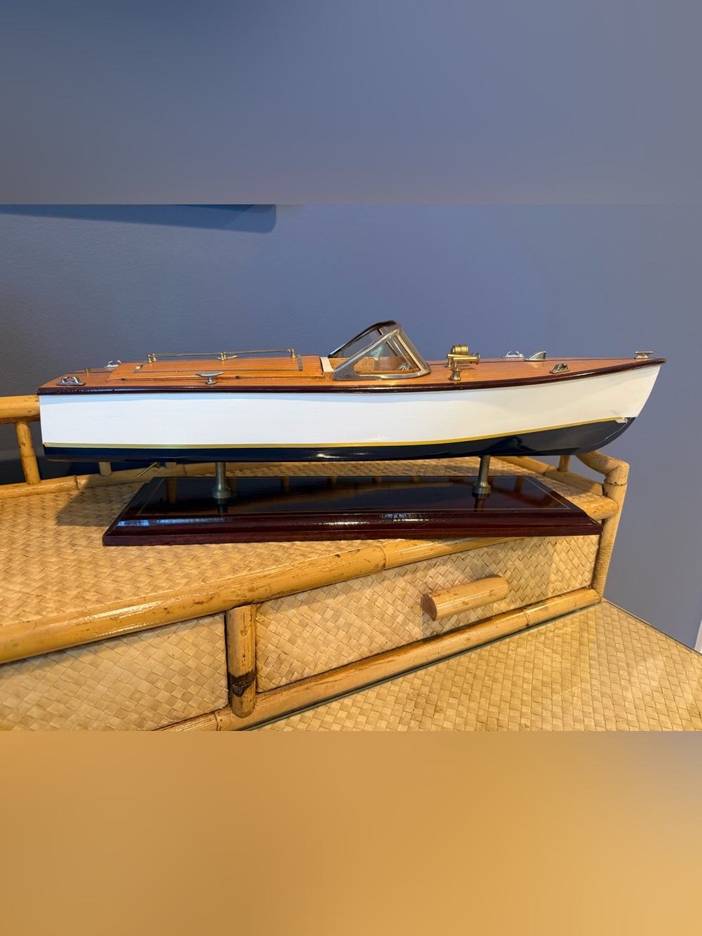 Vintage Wooden Model Speedboat
